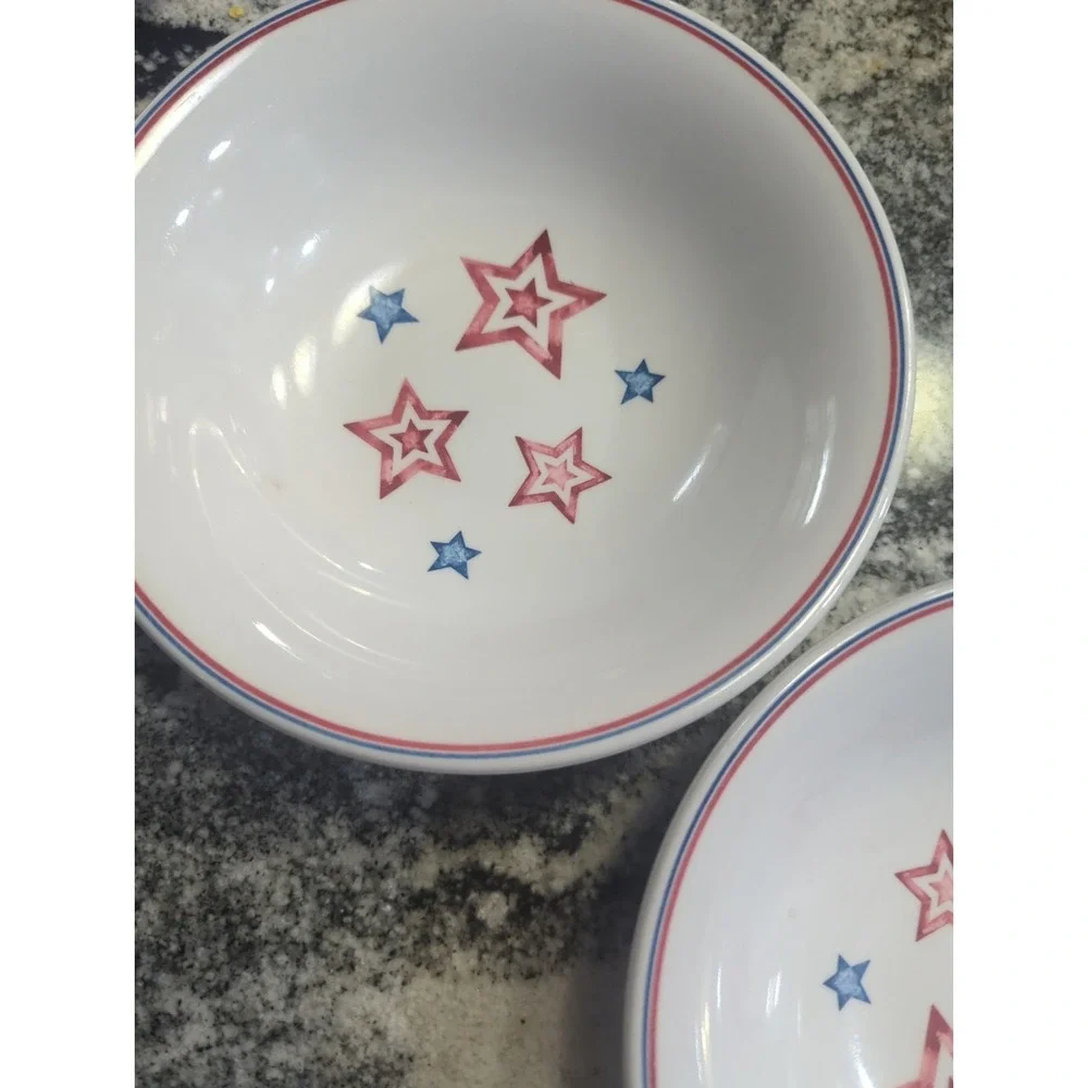 5 Vintage Longaberger Stars and Stripes 4th of July Melamine Cereal/Salad Bowls